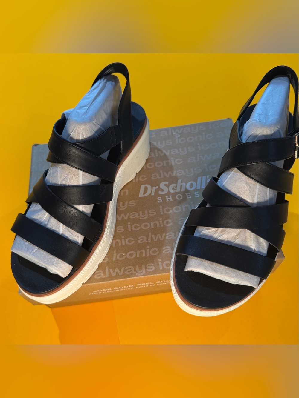 Dr. Scholl's Black Strappy Platform Sandals